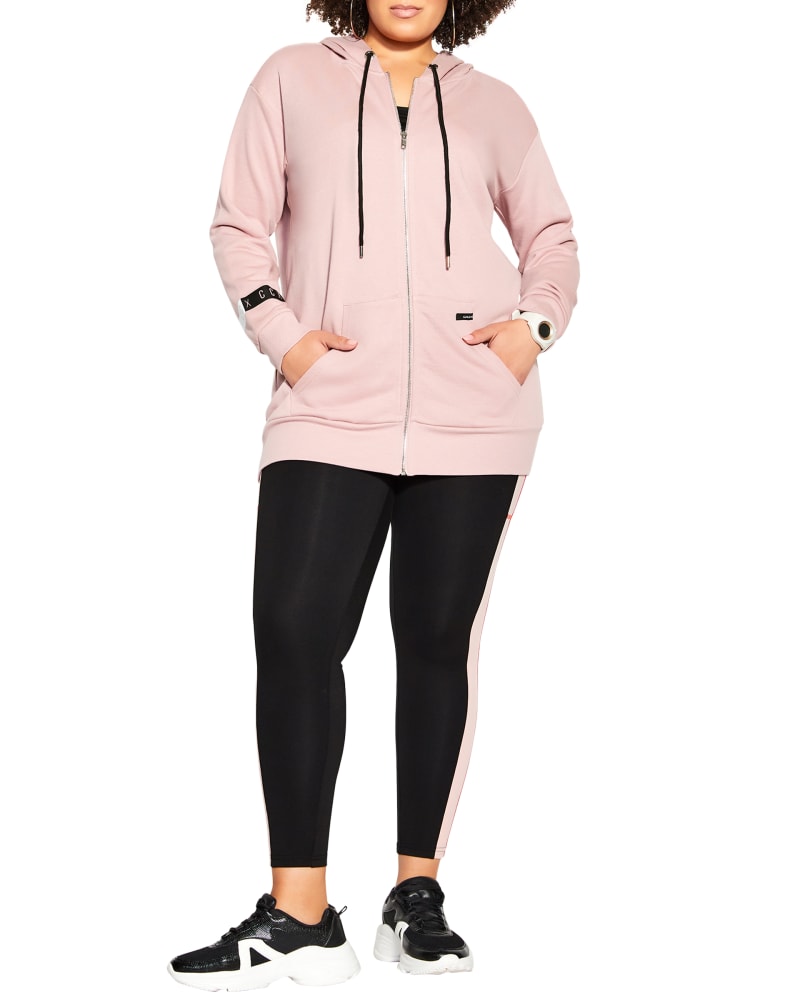 Front of a model wearing a size XXS HOODIE EMERY in Pink by CCX. | dia_product_style_image_id:252584